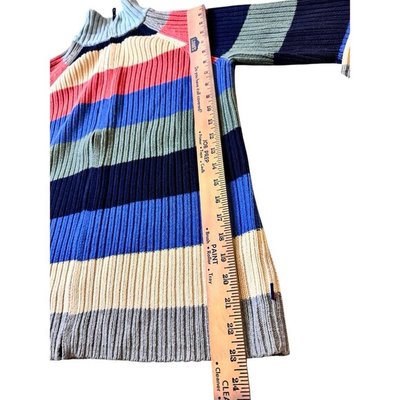 VTG Tommy Hilfiger Sweater full zip Women's M-L Rainbow striped Colorblock - Picture 6 of 9